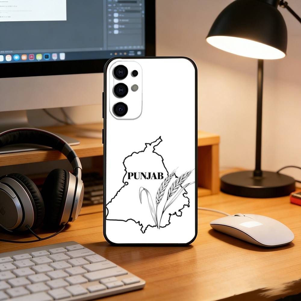 Punjab Map Phone Case For Samsung S25,S24,S21,S22,S23,S30,Ultra,S20,Plus,Fe,Lite,Note,10,Black Cover