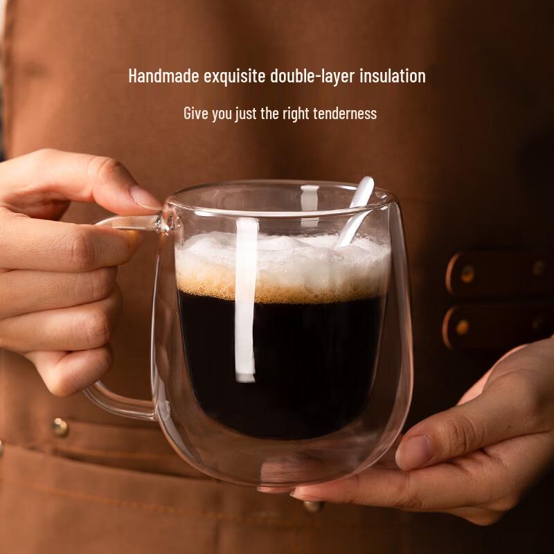 Doppelwandige Borosilikatglas-Tasse mit Henkel für den Heimgebrauch