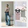Autumn French Retro Striped Off-Shoulder Slimming Tank Top
