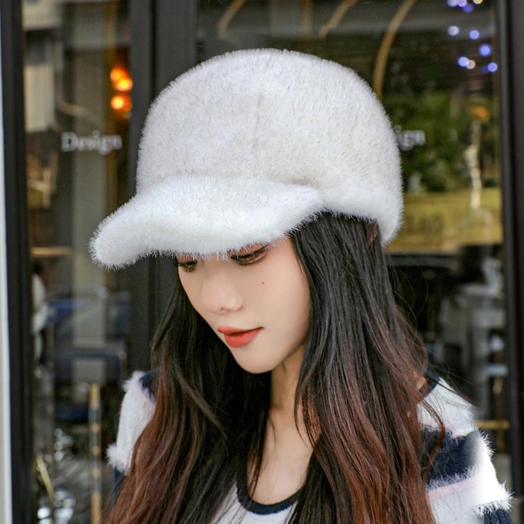 Verstellbarer Kopfumfang Imitation Nerz umweltfreundlicher Pelz Baseballkappe, Damen Softtop Schirmmütze, Winter dick