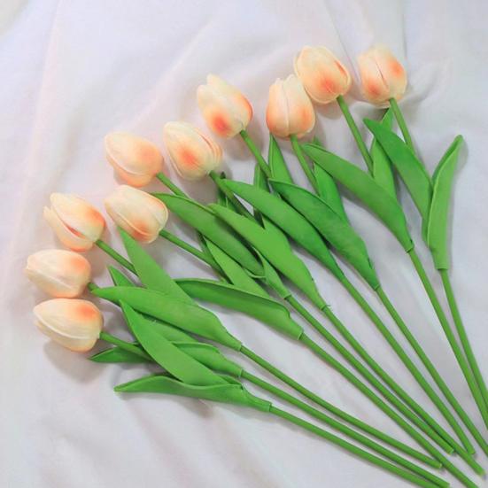 10 Pcs Artificial Tulip Flowers Faux PU Tulip Bouquet with Long Stem Real Touch Flower Arrangement for Wedding Table Centerpiece Mother's Day Spring