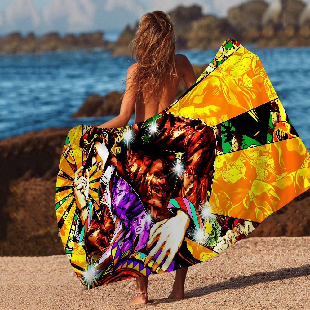 Klassisches Anime J-Jojo B-Bizarre A-Adventure Strandtuch Bunte Handtücher Für Mädchen Mikrofaser Individuell Sandfreier Strand Fitnessstudio Pool