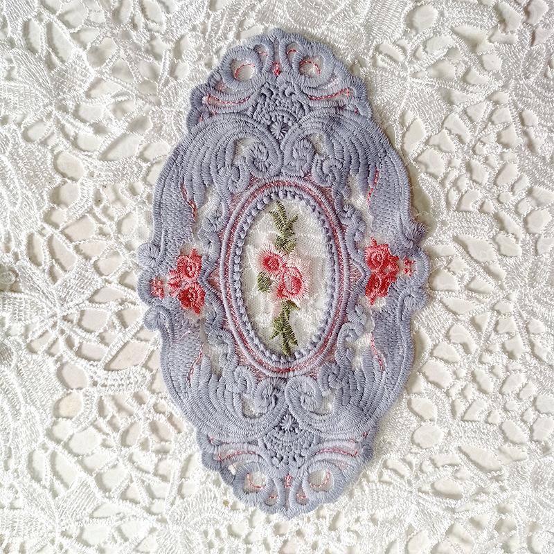 Oval Coaster European Lace Embroidered Dining Table Mat Decorative Fabric Coffee Table Mat Embroidery Retro Heat Insulation Weaving