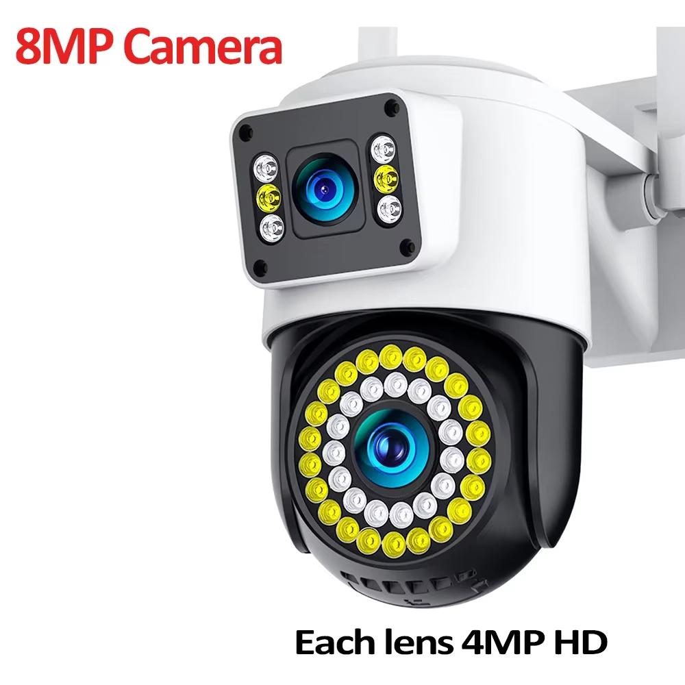 Cámara WiFi 6K 12MP Cámara de Seguridad Exterior Tres Pantallas Tres Lentes PTZ 360° Protección de Seguridad Cámara de Vigilancia CCTV Yoosee