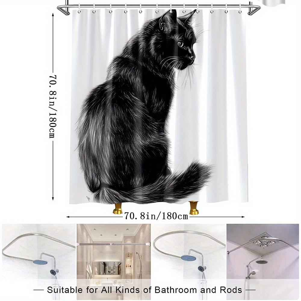 1pc Black Cat Creative Shower Curtain Animal Pattern Elegant Decoration Add Mystery And Lively Interest To Your Bathroom Enjoy