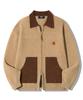 TRILLION Color Work Collar Zip-Up Knit Jacket [Beige]