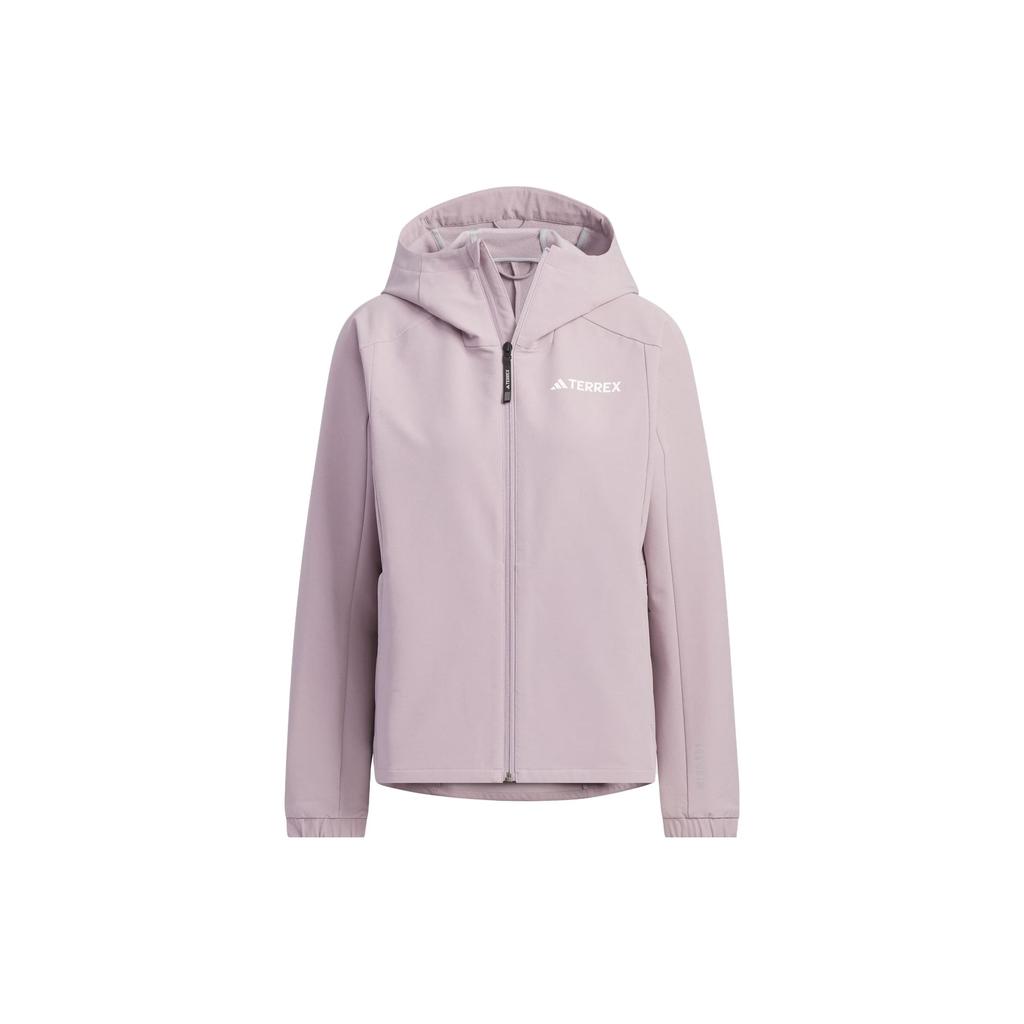 Adidas Wind.Rdy Softshell Brushed Jacket Solid Color Logo Outdoor Sports Softshell Jacket Women Jacket Lilac IW2789