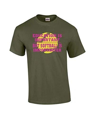 Funny Softball Tee Shirt Education is Important Military 4XL