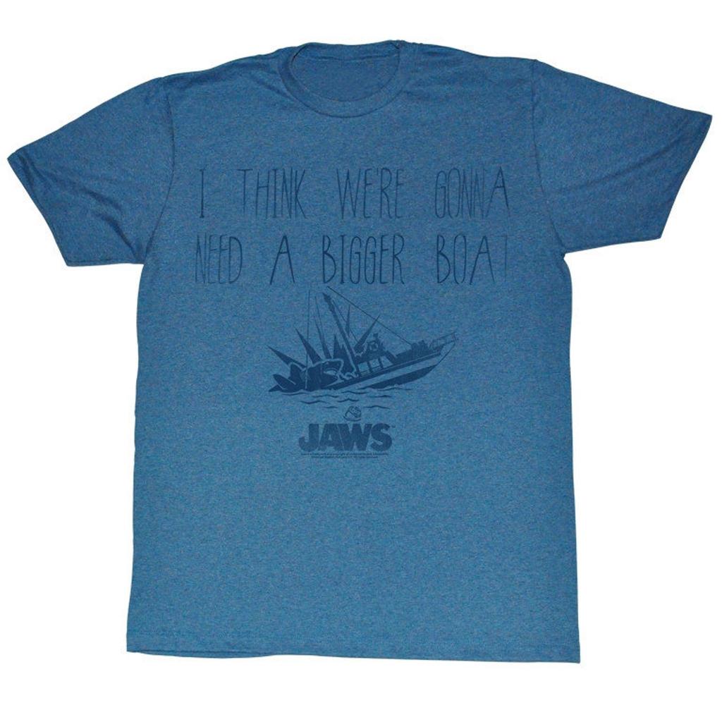 Jaws Bigger Pacific Blue Heather Adult T-Shirt