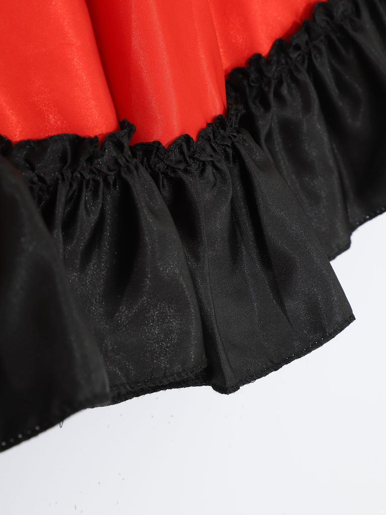 Mädchen Spanischer Stiertanz Rock Großer Schwung Flamenco Kostüm Rüschensaum Rock Bauchtanz Performance Rock