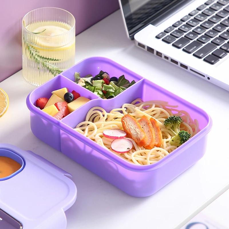 Portable Lunch Box Office Bento Box With Fork and Spoon Microwave Food Storage Container Reusable Food Boxes Quality Plastic