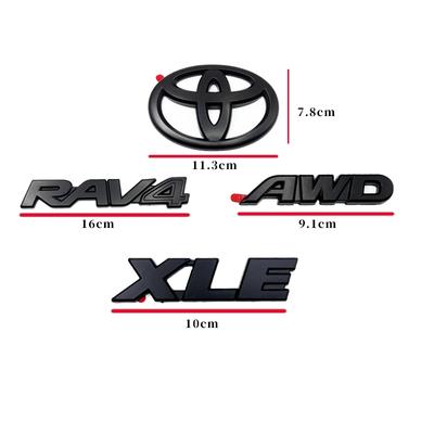 Set of 4 Matte Black ABS OVERLAY Logo Emblems for RAV4 XLE XLE LIMITED 2019-2024, Trunk Sticker, A