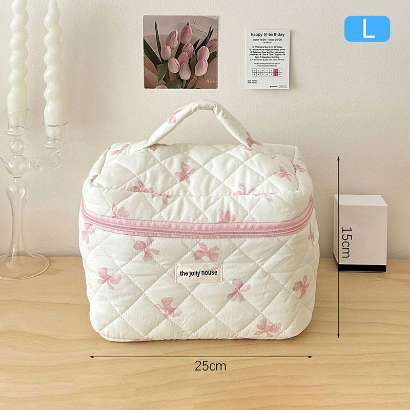 S/M/L Cute Bow Makeup Bag Women Travel Cosmetic Bag Large Cosmetic Holder Case Portable Cosmetic Pouch Toiletry Bag