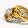 E.B.belle Moda Anelli Sottili Singoli da Donna Color Champagne Scintillante Zircone Acciaio Inossidabile Placcato Oro Accessori Gioielli