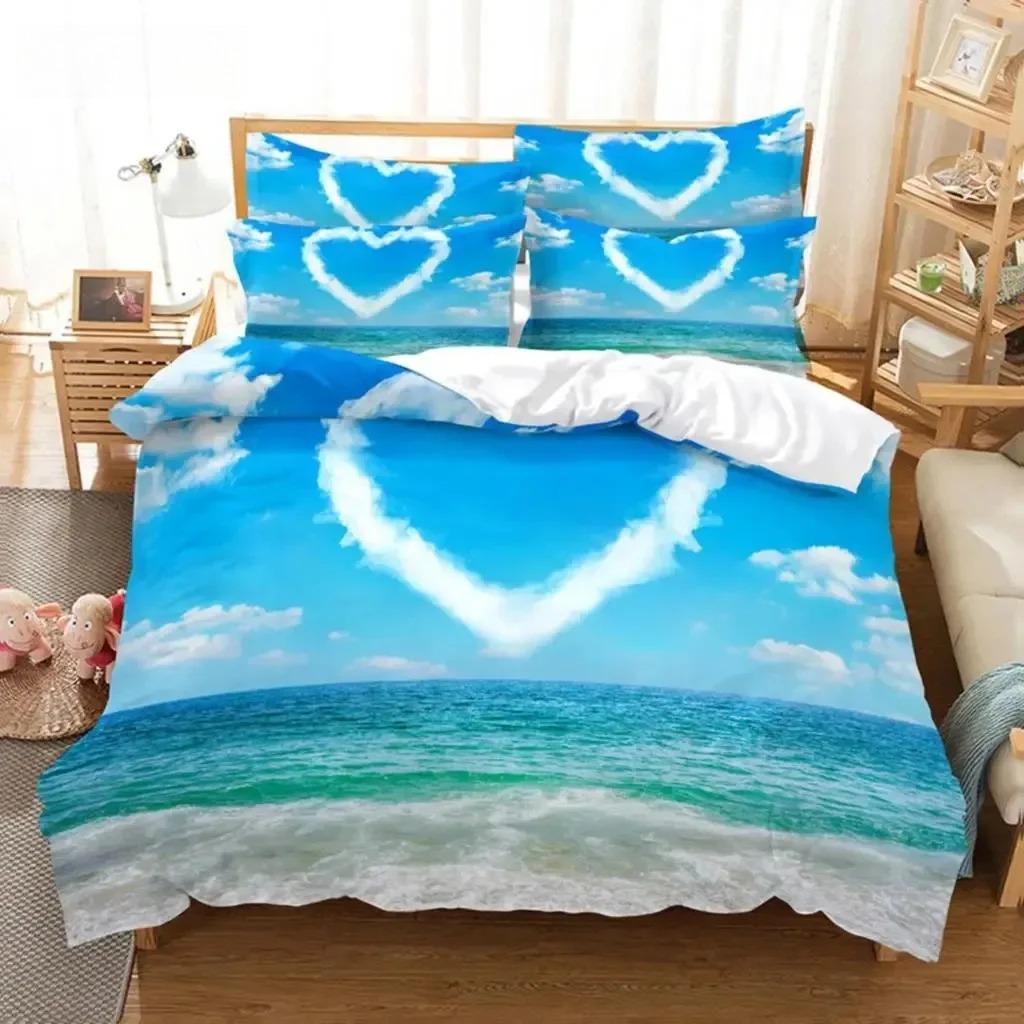 Heart Duvet Quilt Cover Pillow Case Music 3D HD Bed Set Linen King Queen Twin Single Double 3PCS 2PCS Home Textile