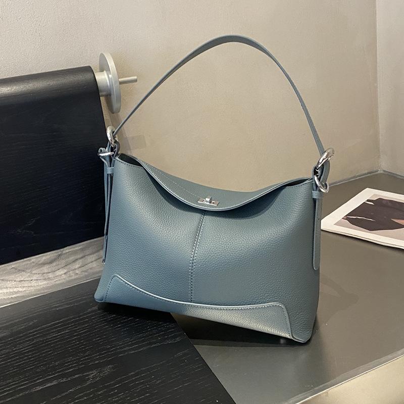 Retro Large-capacity Genuine Leather Crossbody Underarm Bag Fashionable Cowhide Single-shoulder Women's Bag