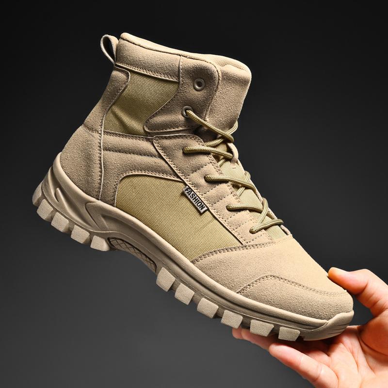 Men's Shoes Thick Soles Wear and Increase High Top Boots Leather Big Yellow Boots Breathable Deodorant Men's Boots