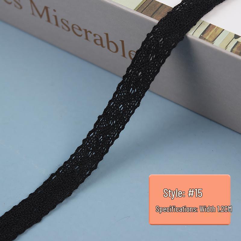 Black Pure Cotton Lace Trim for Clothing and Curtains