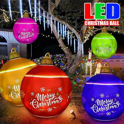 60CM LED Işıklı Noel topu Dış Mekan Noel Şişirilebilir Süslemeli Top PVC'den Yapılmış Dev Işıksız Büyük Toplar Ağaç Süsleri