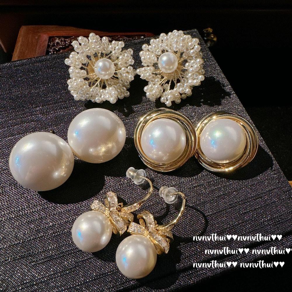 Mermaid Princess, Flower Pearl Earrings, Cortez, 18K Gold Plated, Bow Zircon Pearl Earrings