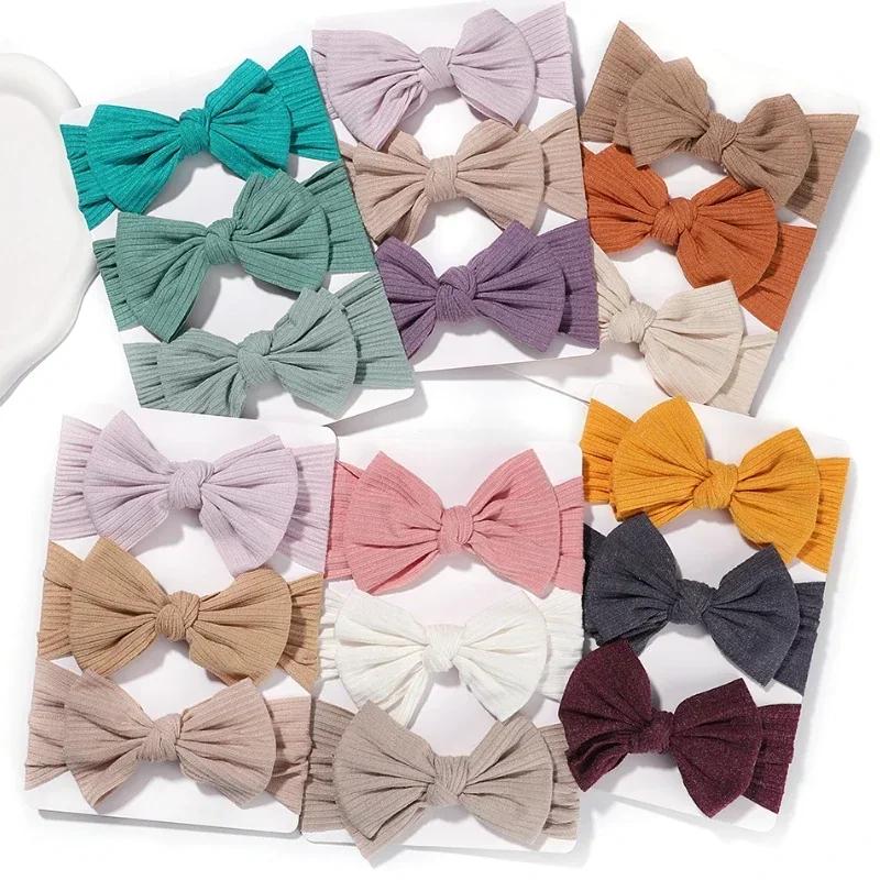 3 Pièces/Ensemble Lindo Bandeau Uni pour Bébés Filles Doux Élastique Bandeau Turban Bandeau pour Cheveux Chapeau Accessoires pour Cheveux pour Bébés et Enfants
