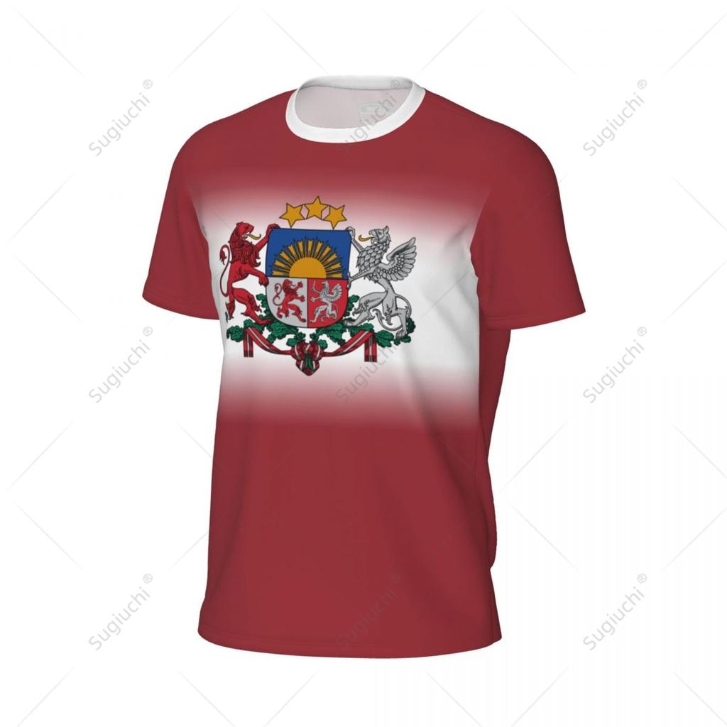 Sports Mesh T-shirt Latvia Flag For Running Bike Soccer Tennis Football Fitness Tees 3D Printed Custom