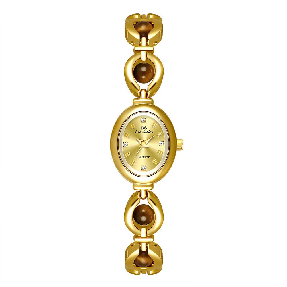 Women's Watches Small Oval Dial Silver Natural Ore Quartz Watch Luxury Vintage Ladies Dress Bracelet Watches For Woman