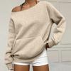 Women's Casual Fashion Solid Color Off-shoulder Long-sleeved Loose Sweatshirt With Pockets
