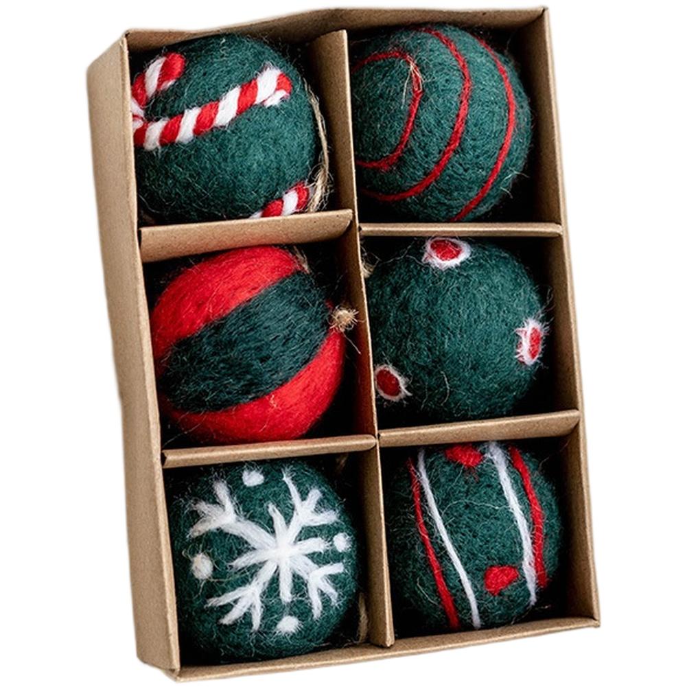 Festliches Wollfilzkugel- und Schneeflocken-Ornamente-Set 6 Stück oder 36 Stück mit Kordel zum Basteln von Weihnachtsbaumschmuck und saisonalen Handarbeiten