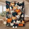 Cute Cartoon Cats Pattern, Cat Lovers Gift, Soft Fleece Blanket, Colorful Kitten Faces Design, Multi-Purpose Home Decor, Cozy Warm Throw