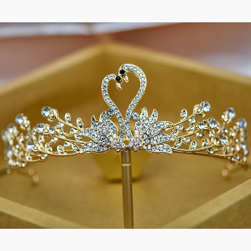Wedding Crown Korean Swan Headdress Hair Accessories Wedding Dress Children's Birthday Simple Dress Versatile Crown