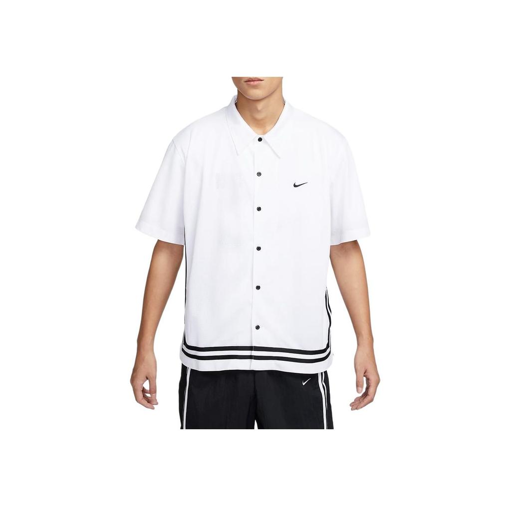 Nike Camiseta de Basquetebol de Manga Curta de Secagem Rápida Masculina Tops Branco Preto FN2876-100