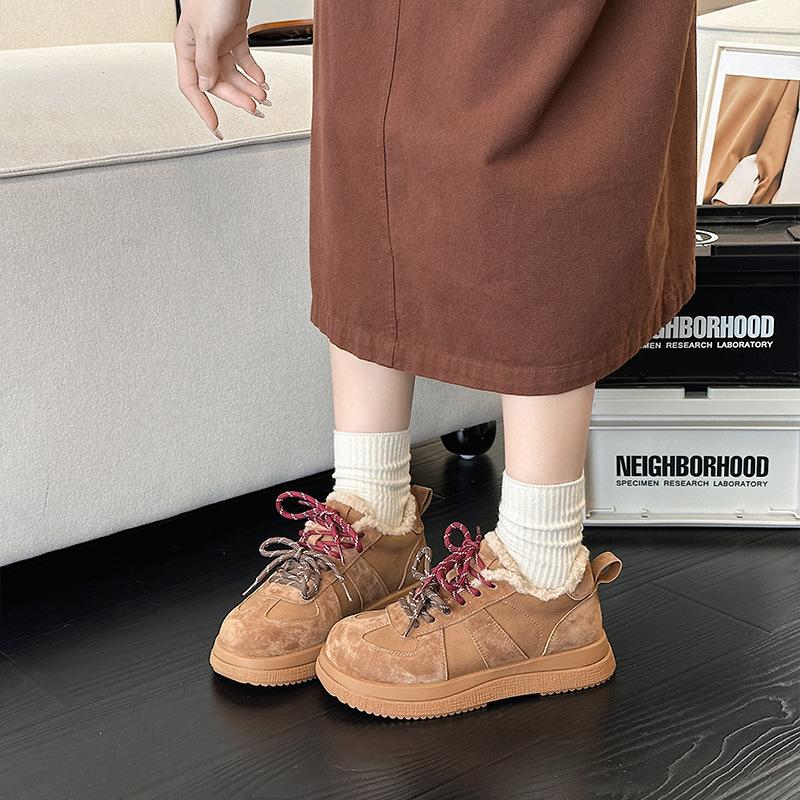Winter New Sports and Leisure Board Shoes Women's Lamb Wool Forrest Gump Shoes Velvet Platform Training Shoes Warm Cotton Shoes