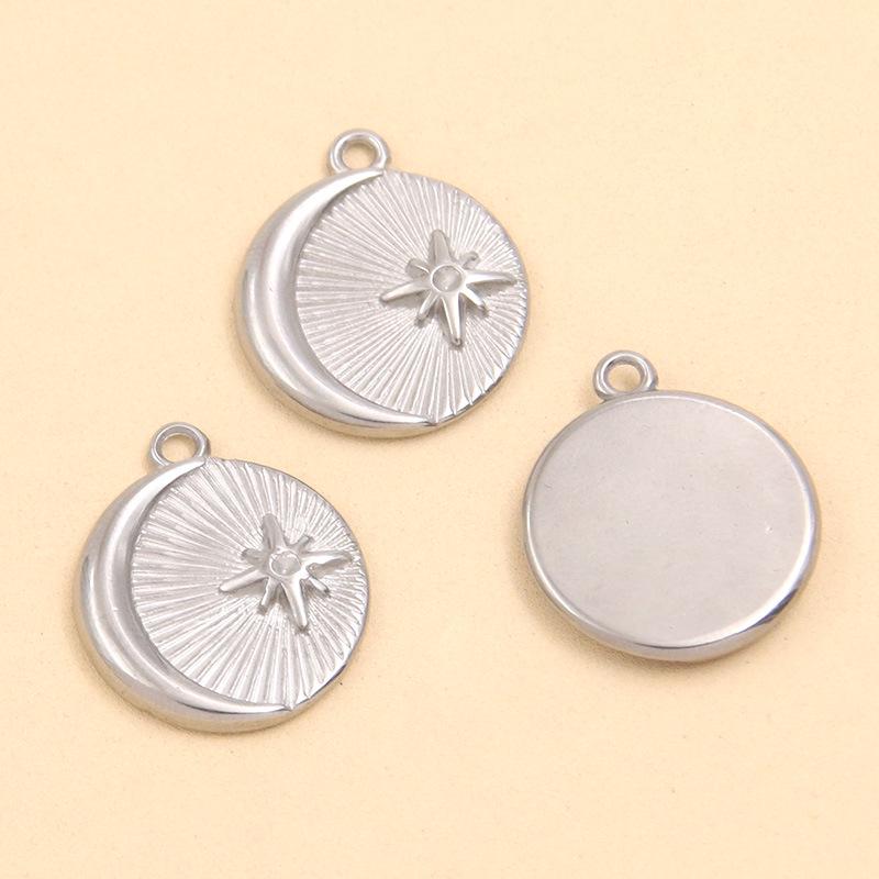 4 Styles Stainless Steel Sun Pendant Connector - Creative Vacuum Plated Handmade Ornament