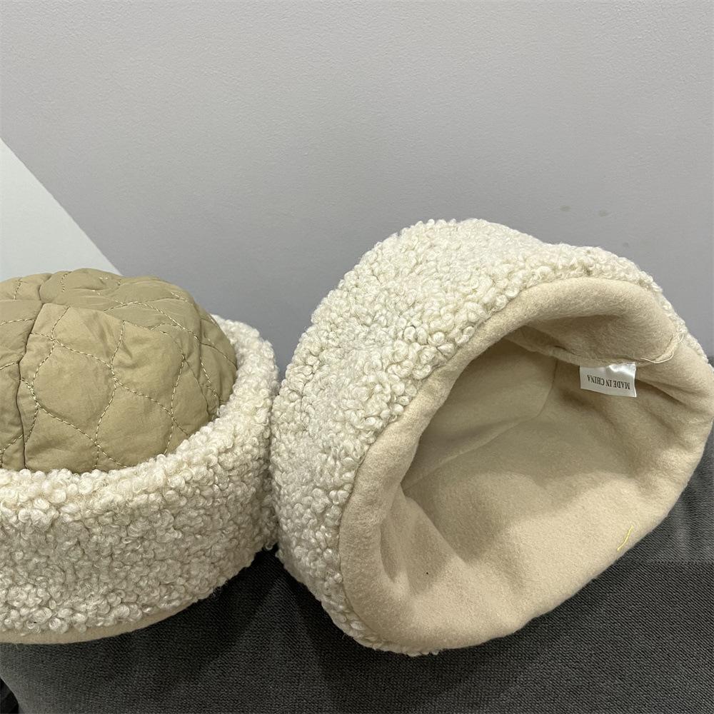 Autumn and winter new splicing dome two with cotton padded curling edge melon fur hat children's warm landlord hat pullover hat