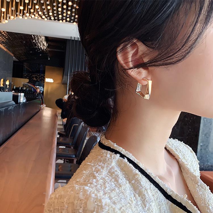2024 Trendy Hong Kong Geometric Metal Earrings: Versatile Women's Fashion Accessories