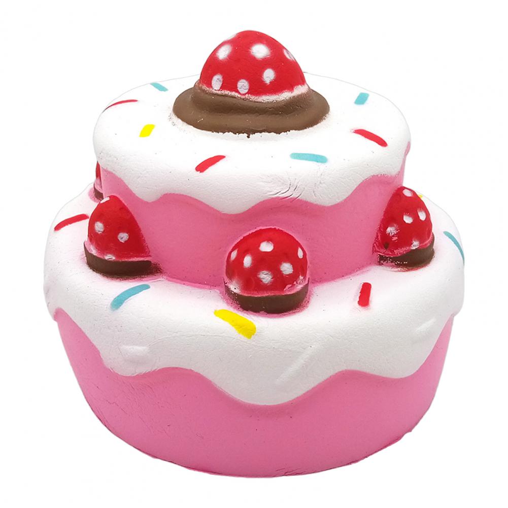 Slow Rising Fidget Toy Double-Layer Strawberry Cake Squeeze Toy Safe Stress Reliever Soft Slow Rebound Decompression Gift