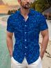 Men's Casual Shirt with Fashionable Tropical-Inspired Mixed Element Print - Short Sleeve Button-Up Design for Summer Outdoor and Leisure Wear