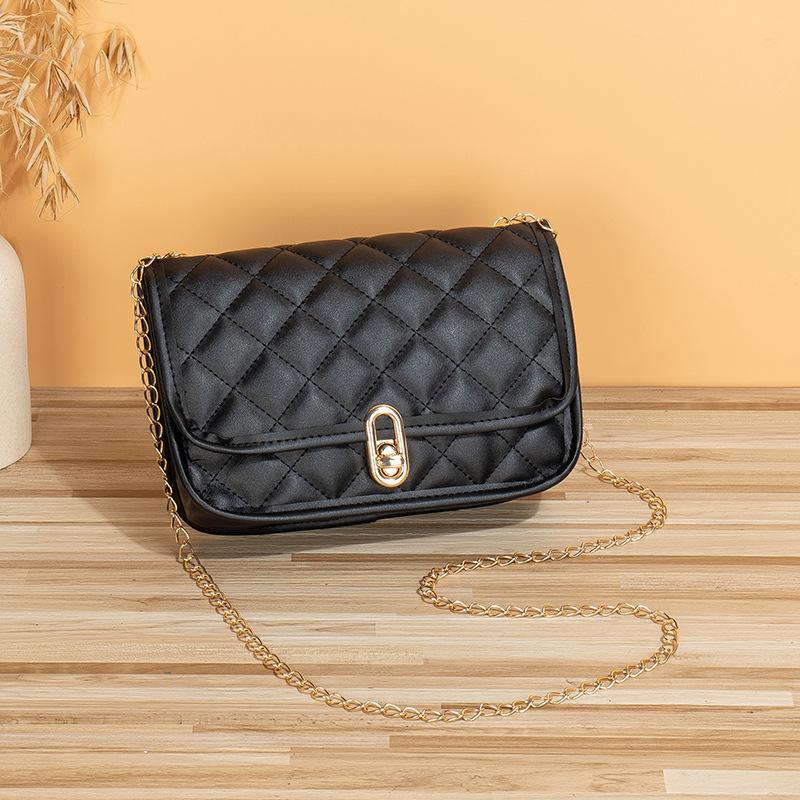 Women's Bag New Winter Rhombus Embroidered Shoulder Bag Lock Crossbody Casual Small Square Bag