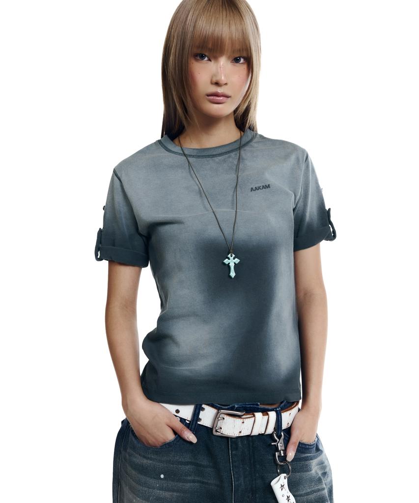 AAKAM Dirty Mist Roll-Up Half Top (Navy)