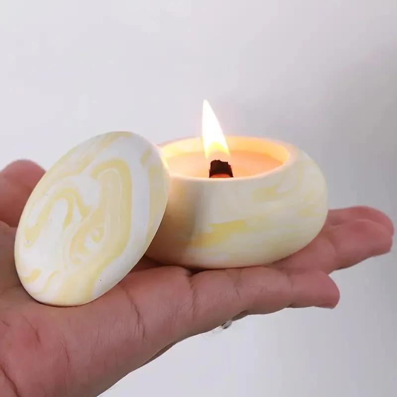 Small Round Jar with Lid Silicone Mold Cute Candle Cup Concrete Mold DIY Cement Jewelry Storage Box Epoxy Resin Mold Home Crafts