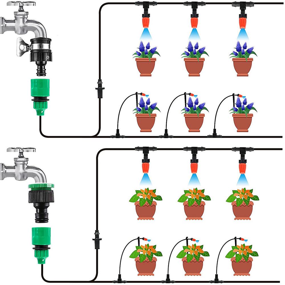50m Automatic Drip Irrigation System for Plants: Flower Watering Set with Sprinkler