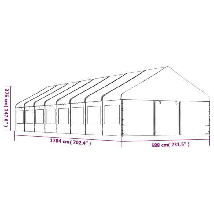 VidaXL Belvédère avec toit blanc 17,84x5,88x3,75 m polyéthylène 3155500