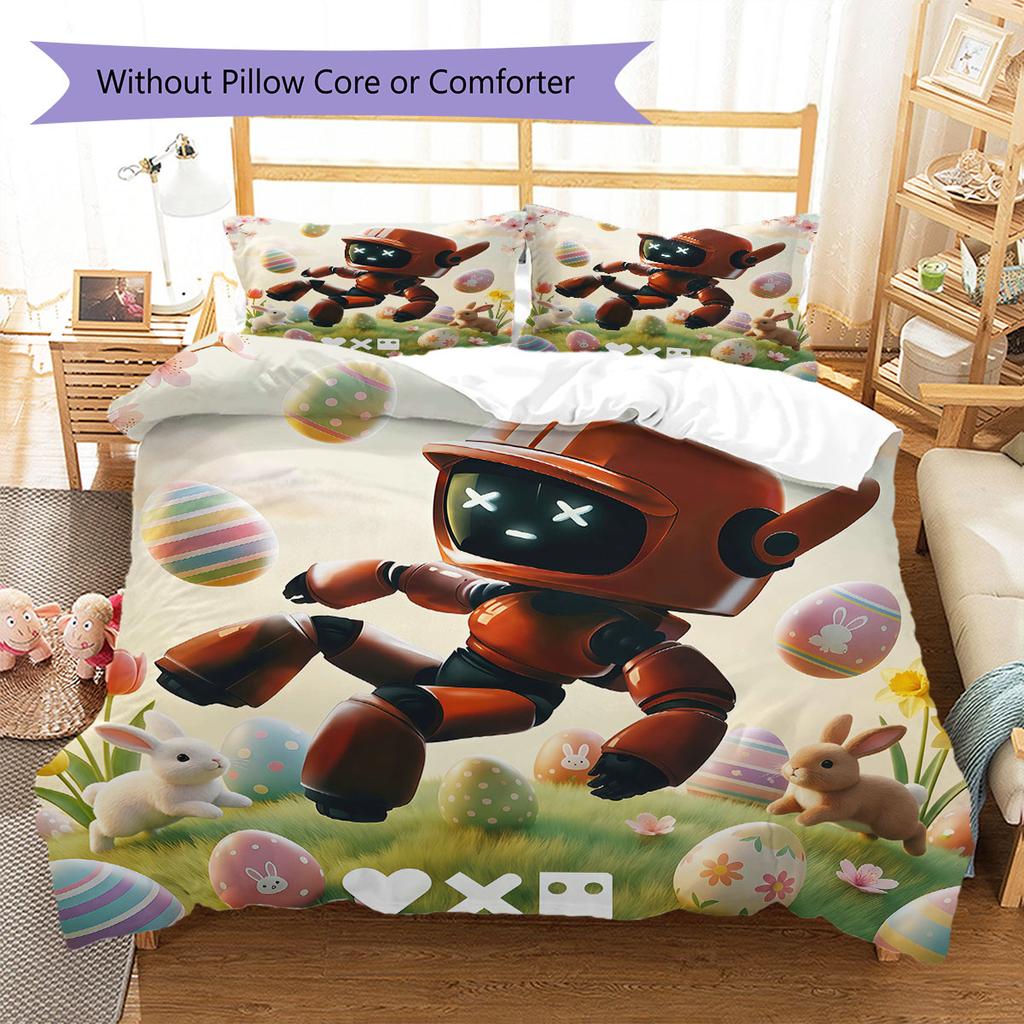 Love, Death, Robot Pattern Bedding Quilt Set Quilt Cover Pillowcase Home Decoration Birthday Gift (1 * duvet cover + 2 * pillowcase, without core)