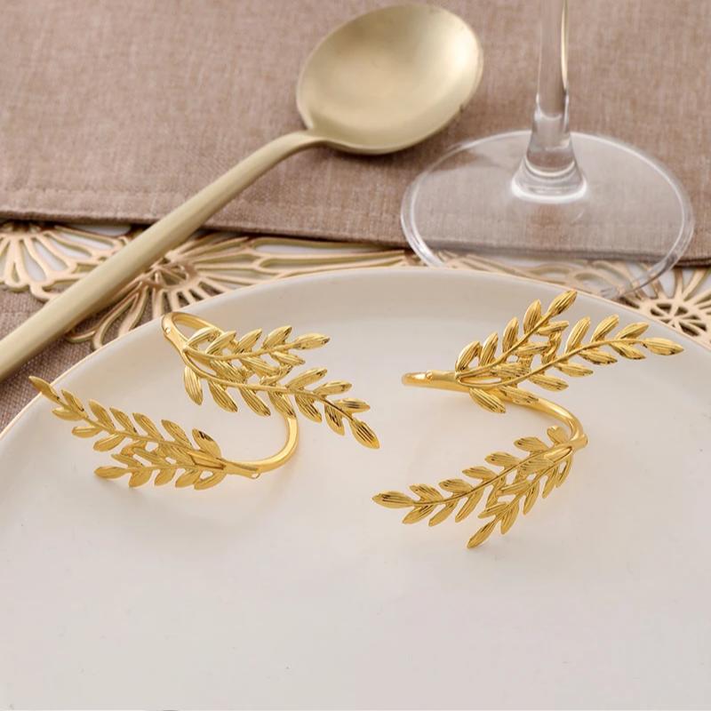 Gold Wheat Napkin Rings Metal Leaf Napkin Holder For Harvest Festival Fall Christmas Thanksgiving Dinner Table Decoration