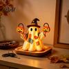 LED Light Up Ghost Lighted Vintage Patchwork Ghost, Halloween Decor for Home Display, Vintage-inspired Figurine Cute with Soft Mantels Shelves Porches