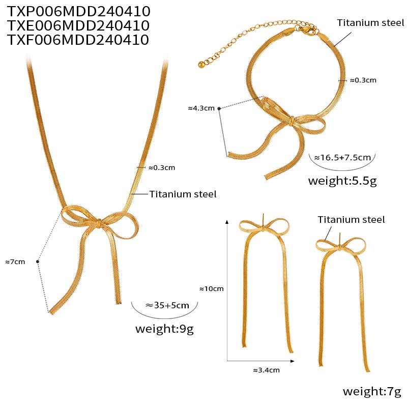 Trendy Bow Earrings & Jewelry Set: Niche Metal Design