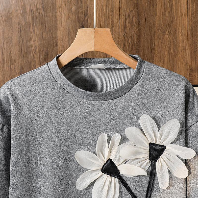 Set Casual pentru Fete, Toamnă Modă Copii Top Floral cu Mâneci Lungi, Fustă Plisată