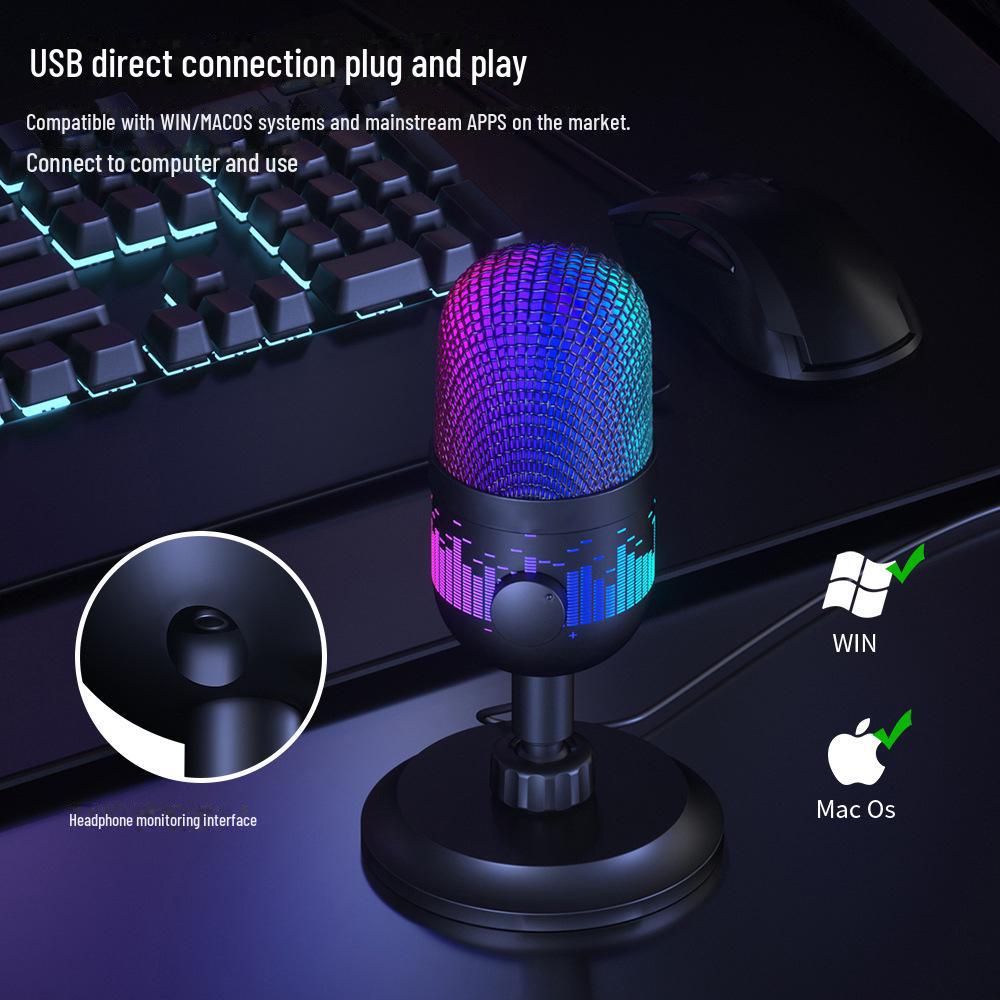 RGB Light USB Microphone for Live Streaming, Gaming, Karaoke and Mobile Use In Southeast Asia