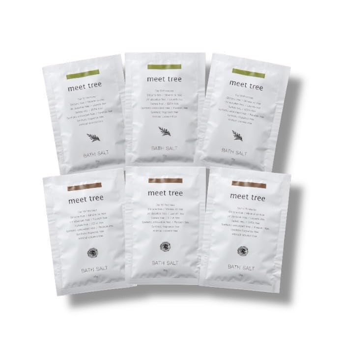 Meet Tree Bath 3 Hinoki Wood and 3 Hinoki Leaves of Relaxing Bath Additives Made In Japan with Japanese Hinoki Essential Oil and Natural Sea Salt